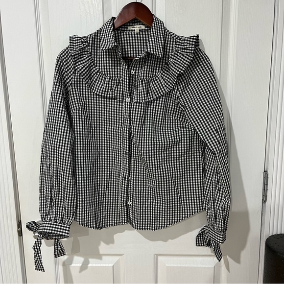 Bleuh small print checkered top size medium - Picture 2 of 10
